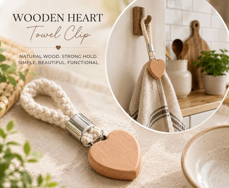 Wooden Heart Towel Clip
