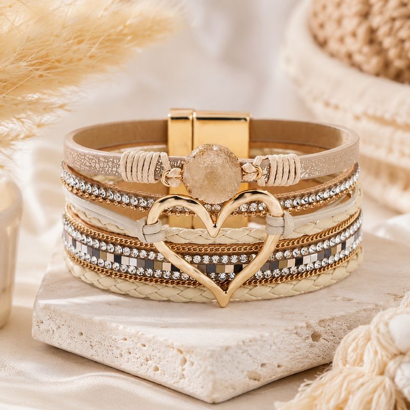 Golden Heart Boho Wrap Bracelet
