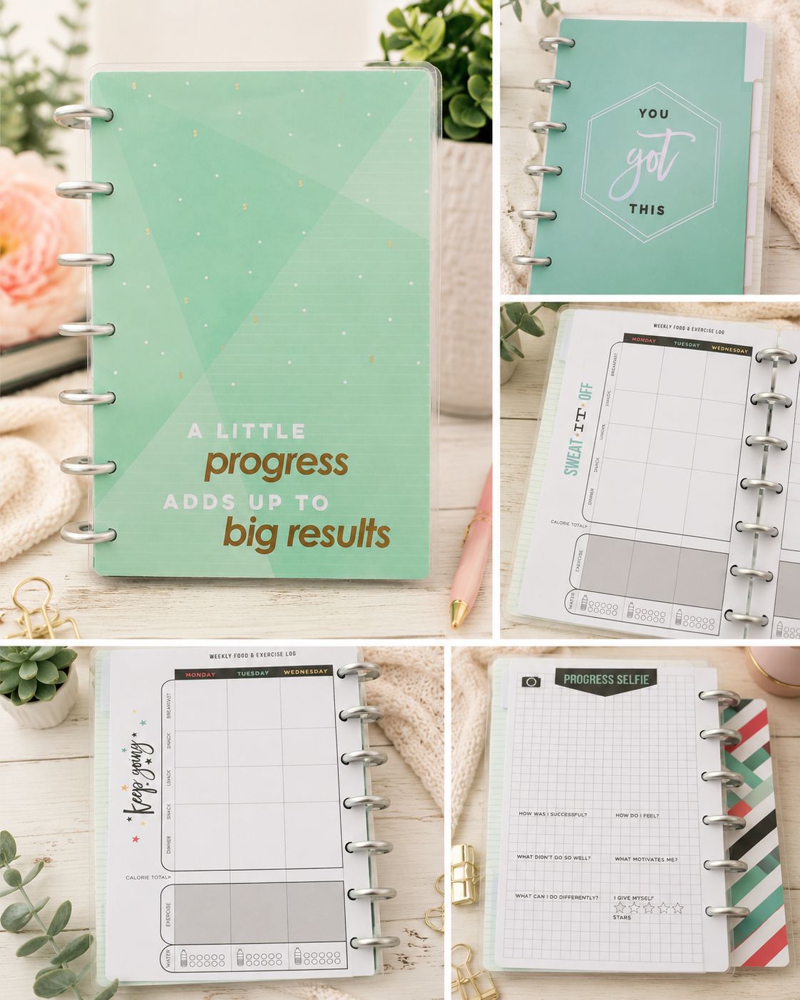 The Happy Planner Mini Fitness Planner  “A Little Progress Adds Up to Big Results” |