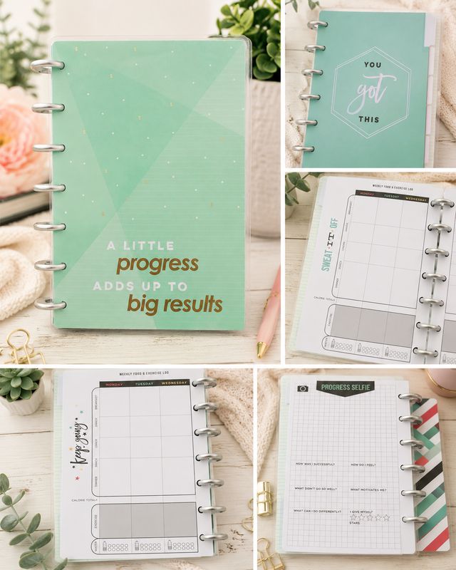 The Happy Planner Mini Fitness Planner  “A Little Progress Adds Up to Big Results” |