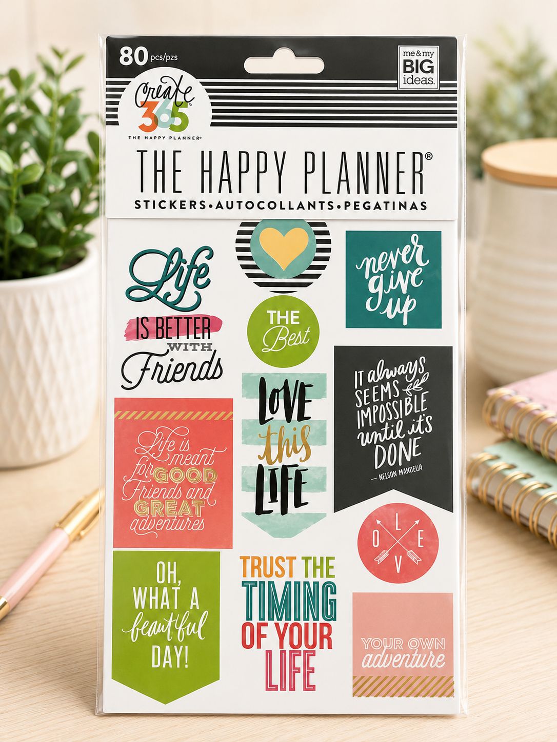 The Happy Planner Create 365 Inspirational Quote Stickers – 80 Stickers (5 Sheets)
