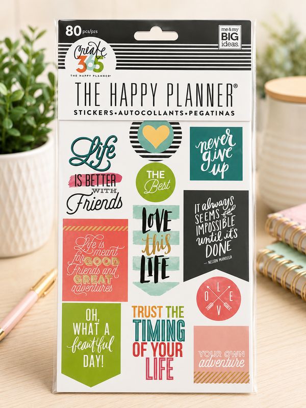 The Happy Planner Create 365 Inspirational Quote Stickers – 80 Stickers (5 Sheets)