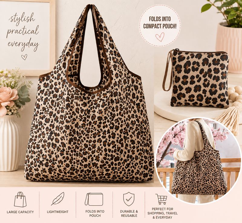 Wild &amp; Chic Foldable Leopard Tote Bag