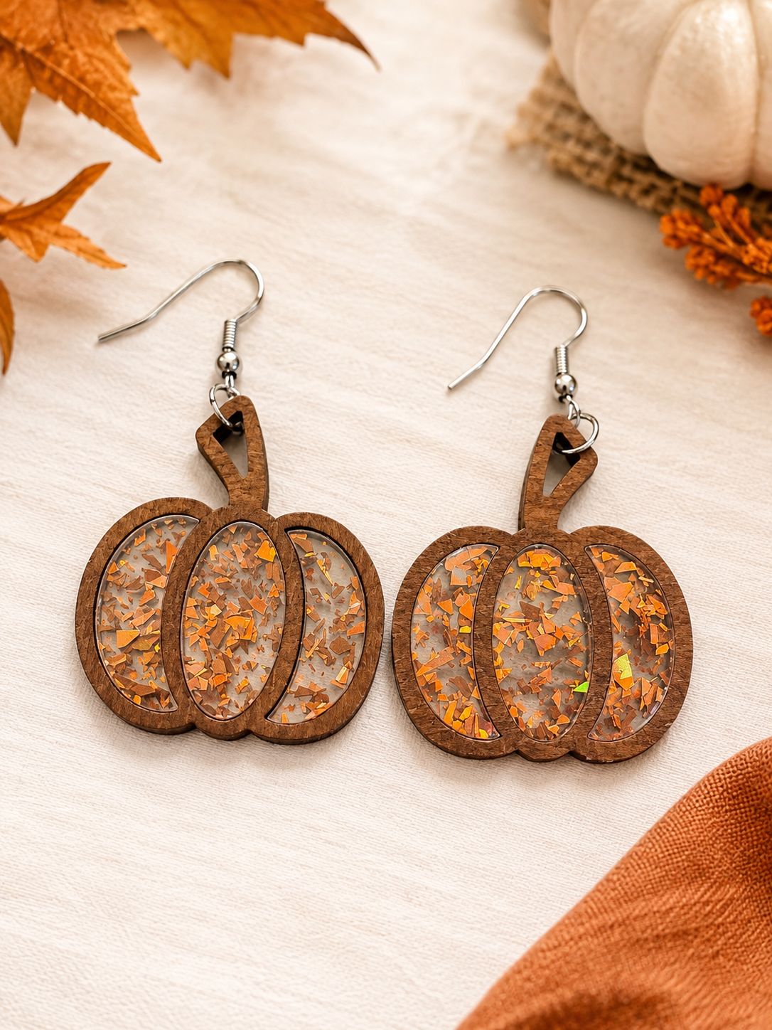 Autumn Sparkle Pumpkin Earrings
