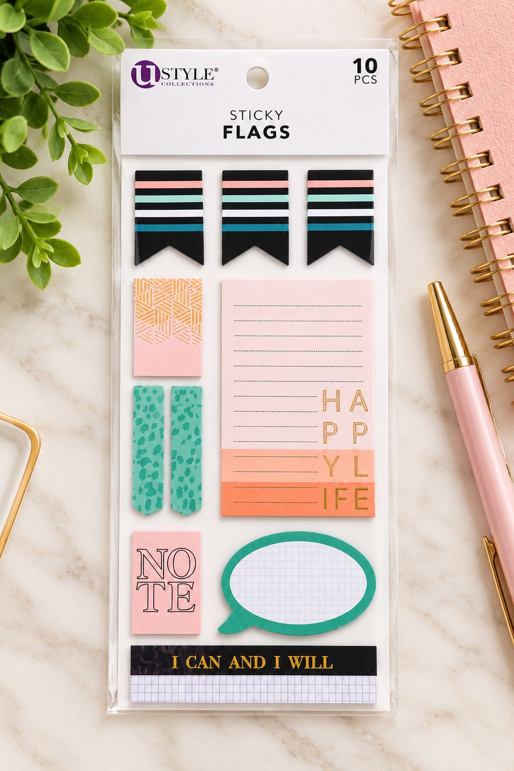 Happy Life Sticky Notes &amp; Flags Set