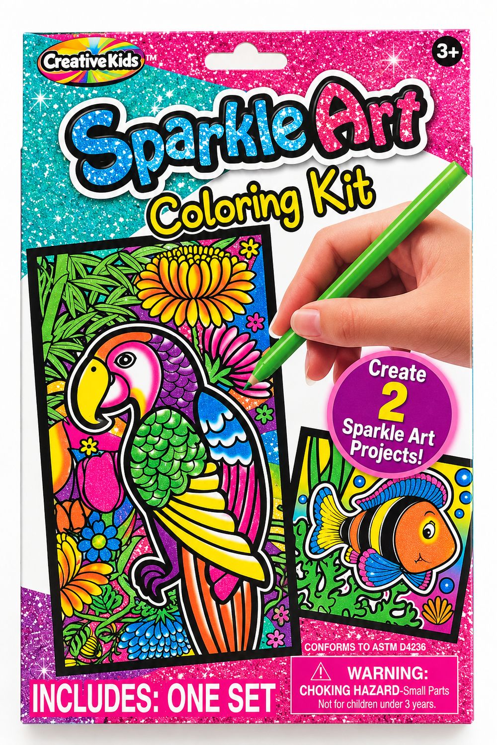 Sparkle Art Coloring Kit – Parrot &amp; Fish