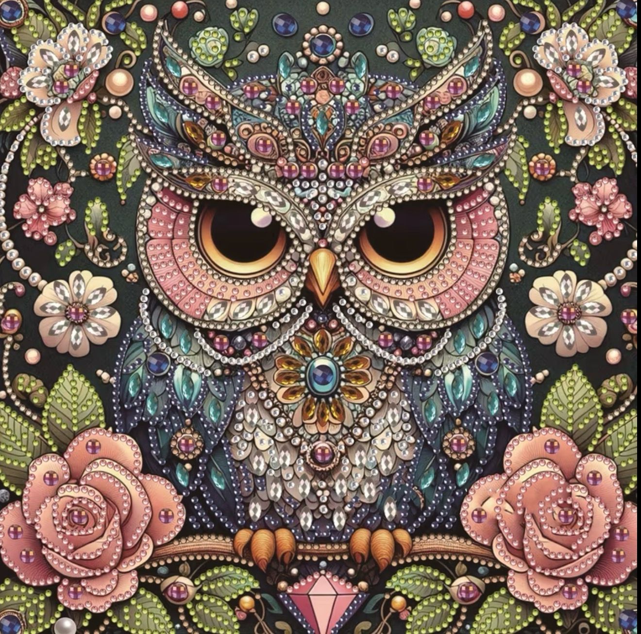 Sparkling Jeweled Owl Diamond Art Kit