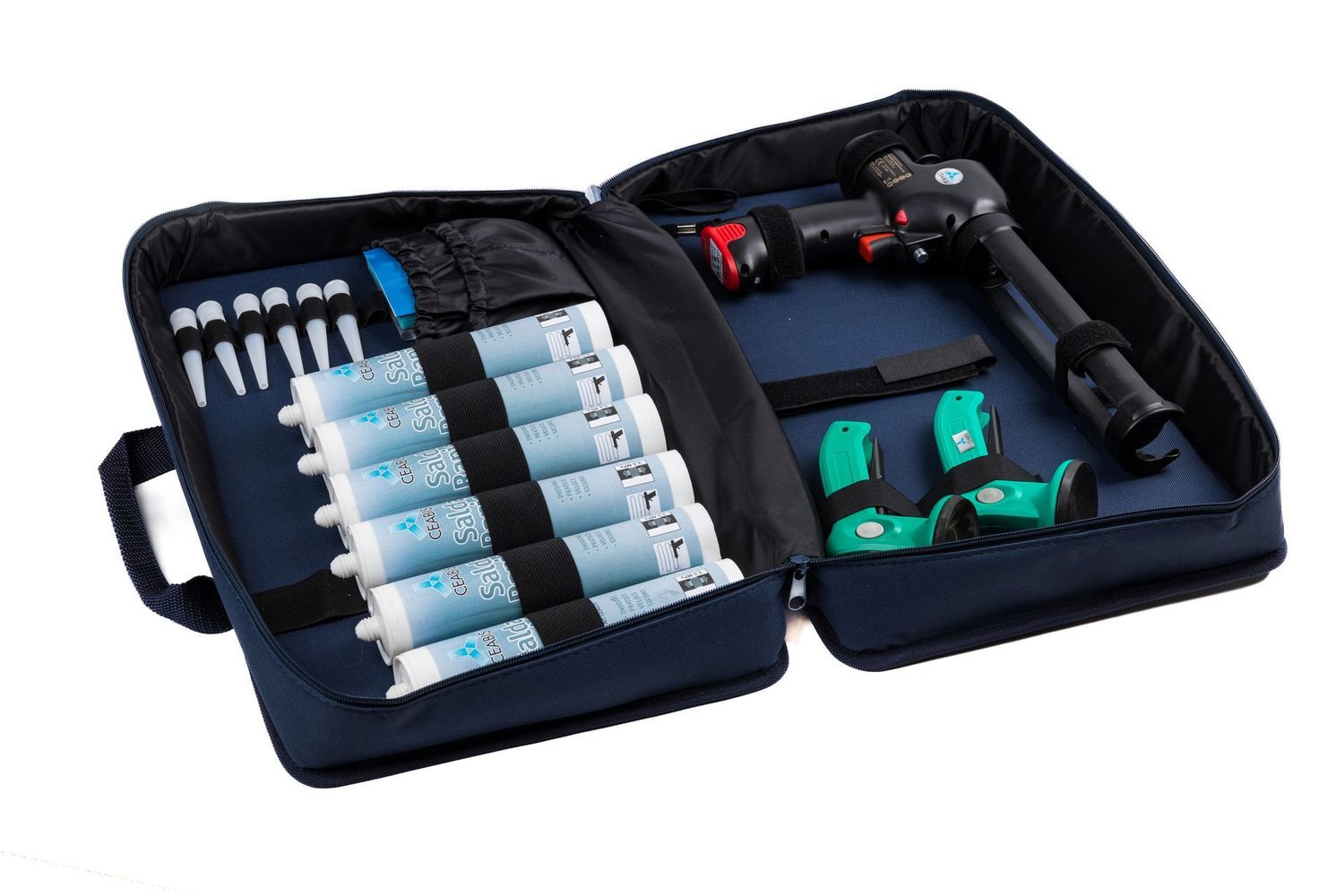 Kit completo Saldarapido Plus con applicatore a batteria Kit completo Saldarapido Plus con applicatore a batteria