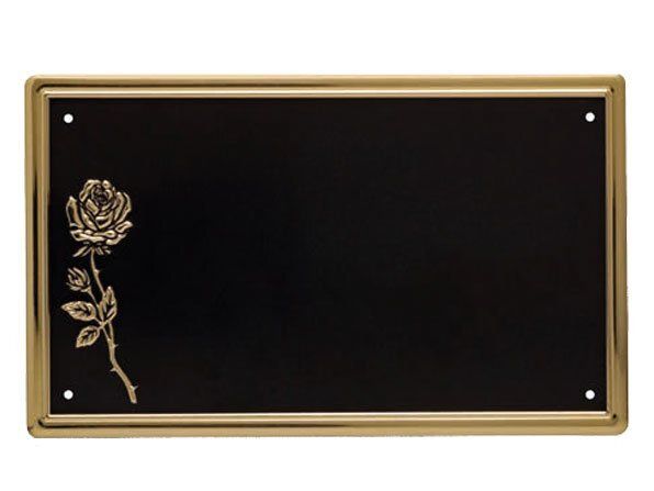 Targa in alluminio piana con rilievo rosa fondo nero patinato