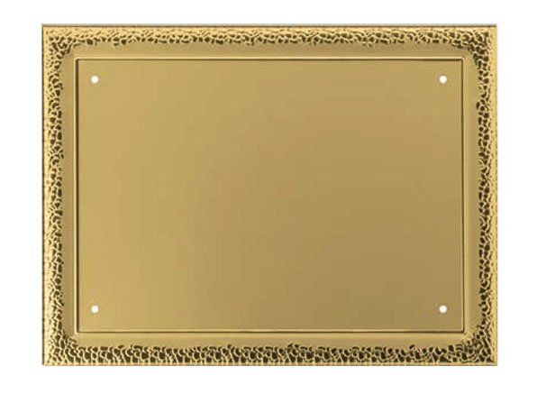Targa in alluminio piana oro patinato e bordo in rilievo oro lucido e patinato 3 Targa in alluminio piana oro patinato e bordo in rilievo oro lucido e patinato 3