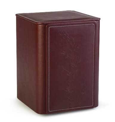 Urna ecopelle bordeaux con decoro fiore Urna ecopelle bordeaux con decoro fiore