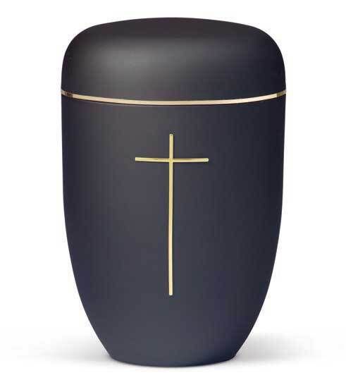 Urna in acciaio verniciato nera con croce Urna in acciaio verniciato nera con croce