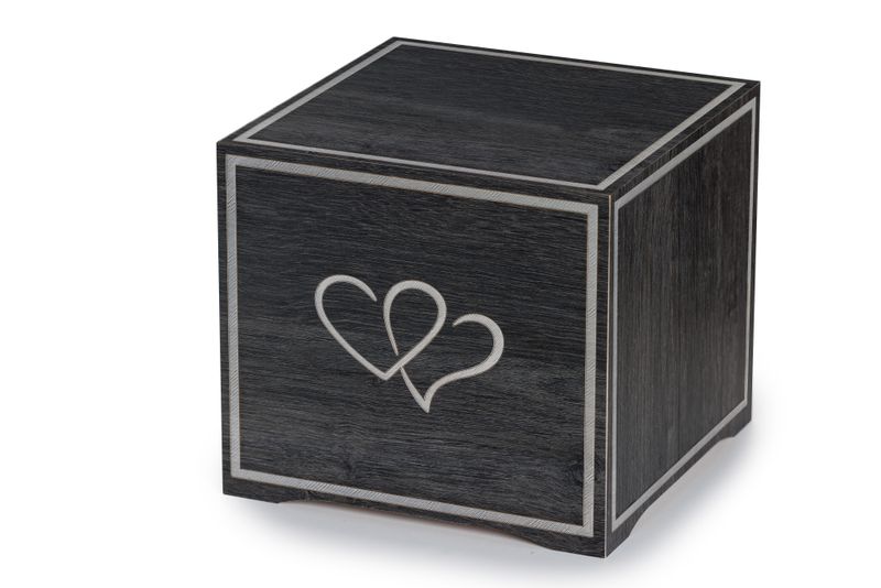 Urna Legno finitura antracite cuori Urna Legno finitura antracite cuori