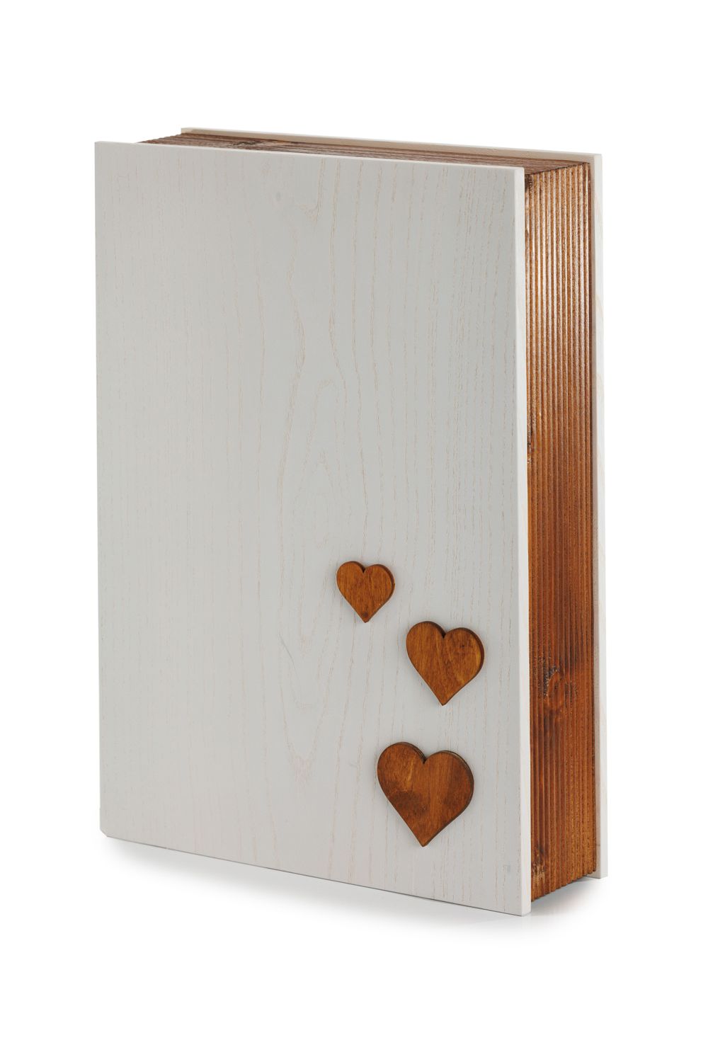 Urna Libro finitura frassino sbiancato e mogano con cuori Urna Libro finitura frassino sbiancato e mogano con cuori