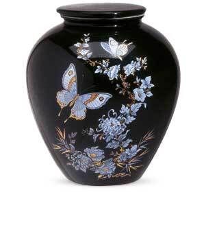 Urna Porcellana disegno farfalle Urna Porcellana disegno farfalle