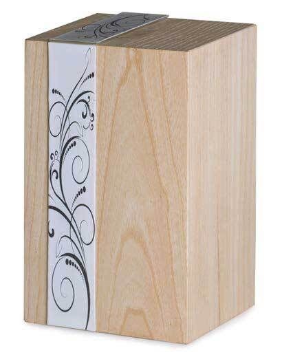 Urna Venezia/Rovere con finitura naturale e applicazione in vetrofusione decorata Urna Venezia/Rovere con finitura naturale e applicazione in vetrofusione decorata