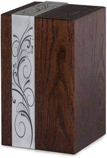 Urna Venezia/Rovere finitura scura e applicazione in vetrofusione decorata Urna Venezia/Rovere finitura scura e applicazione in vetrofusione decorata