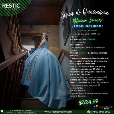 SESION DE 15 AÑOS MAGICAL PRINCESS  (TODO INCLUIDO)