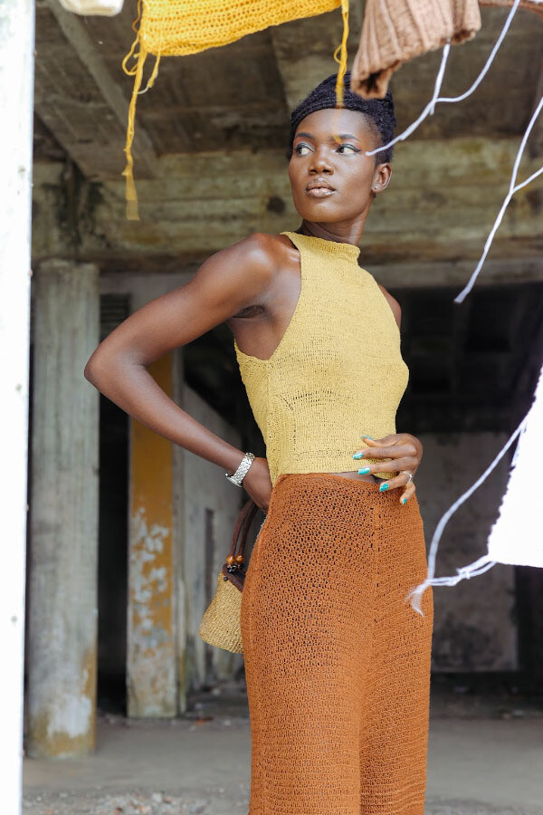 Mustard Silk halter top