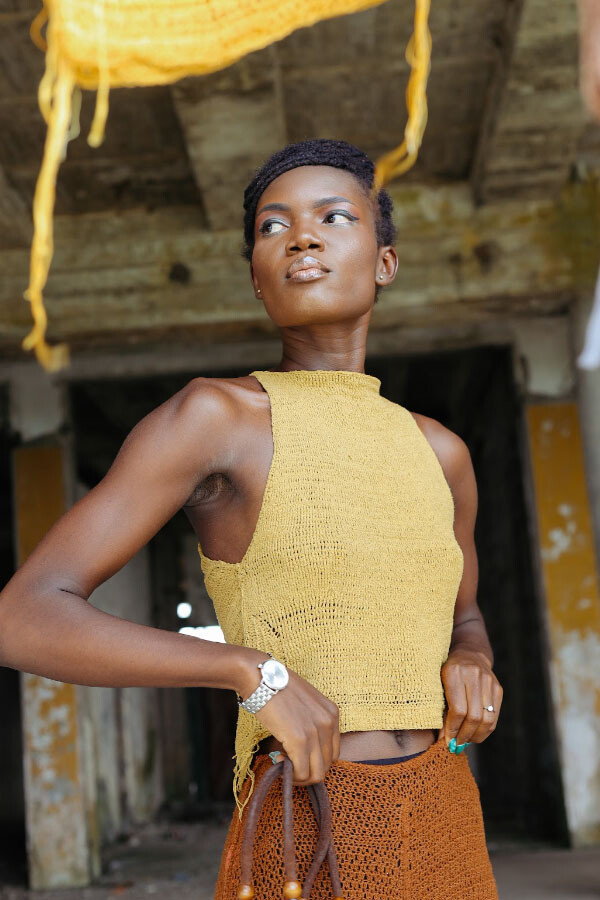 Mustard Silk halter top