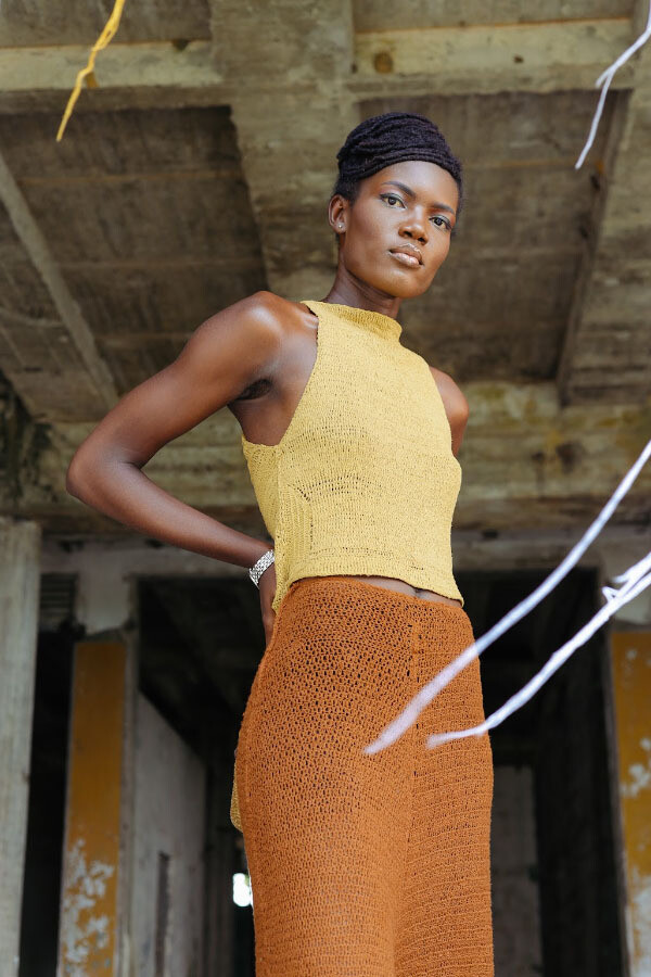 Mustard Silk halter top