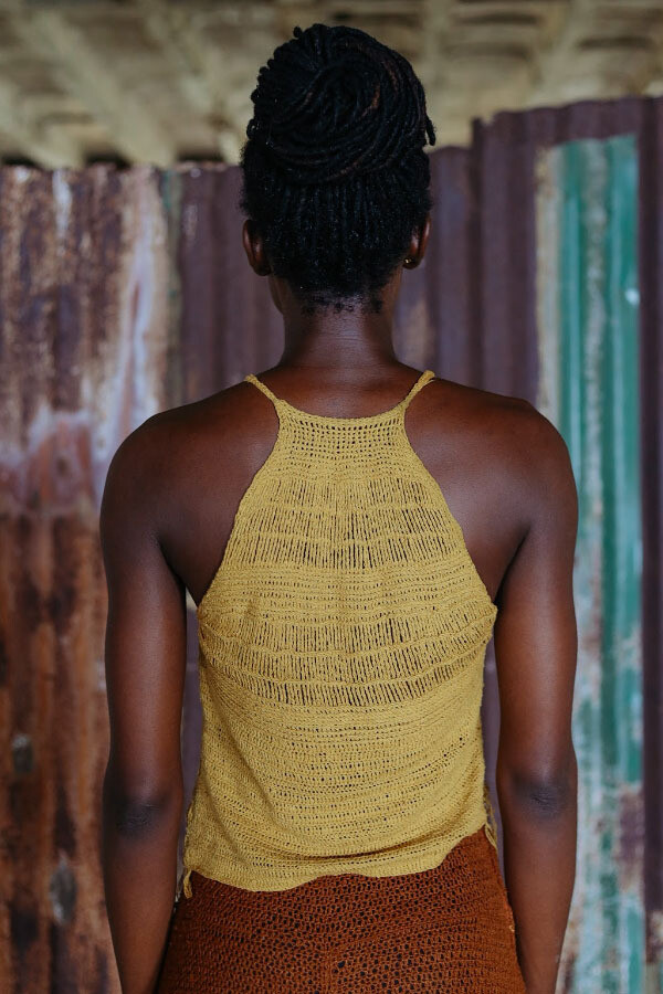 Mustard Silk halter top