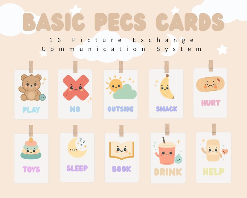 Basic PECS Flashcards Pack | 16 Cards | Character Themed