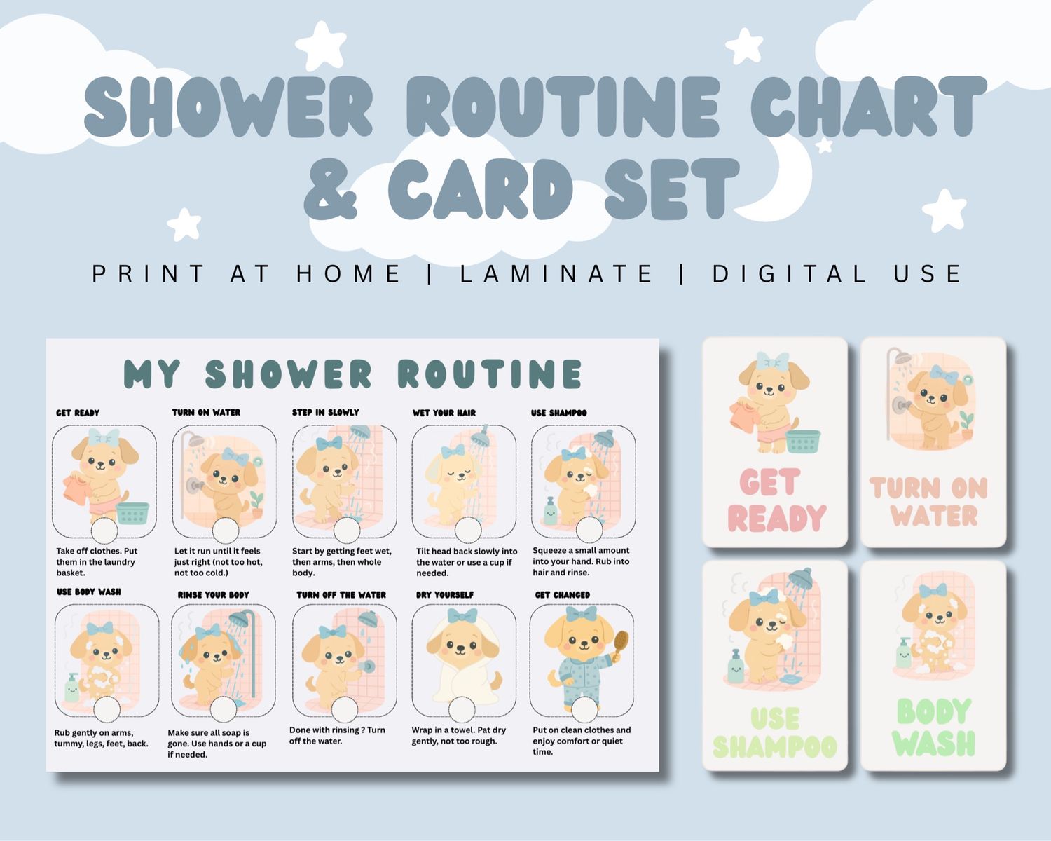 Shower Routine Chart &amp; Card Set