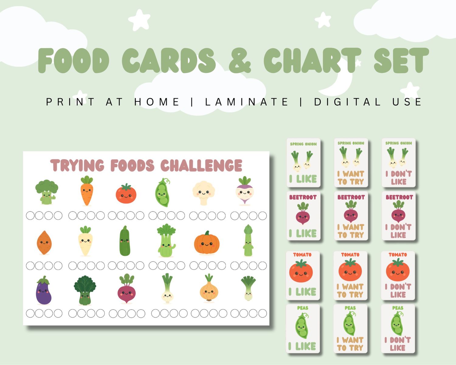 Food Cards &amp; Sticker Chart | Veg Edition