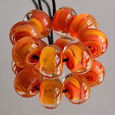 Tangy Tangerine Handmade Lampwork Beads