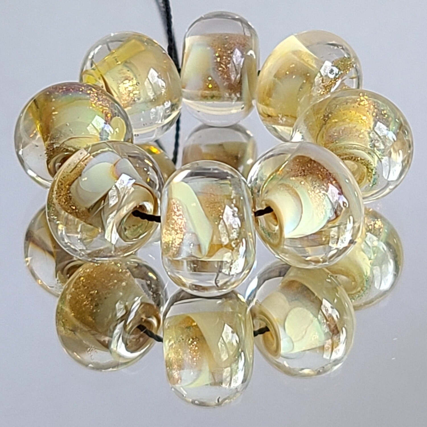 Champagne Rain Handmade Lampwork Beads
