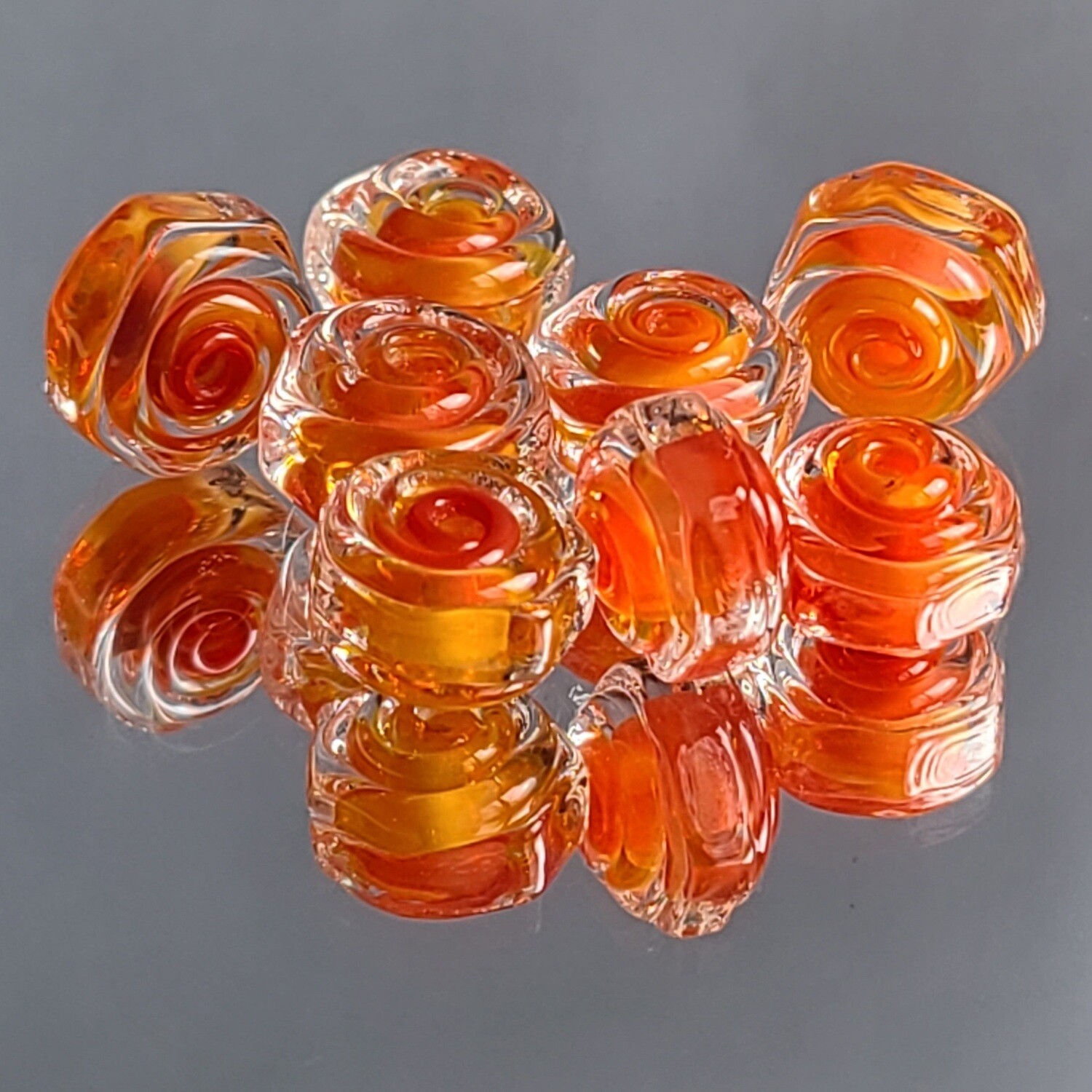 California Poppy Handmade Lampwork Beads