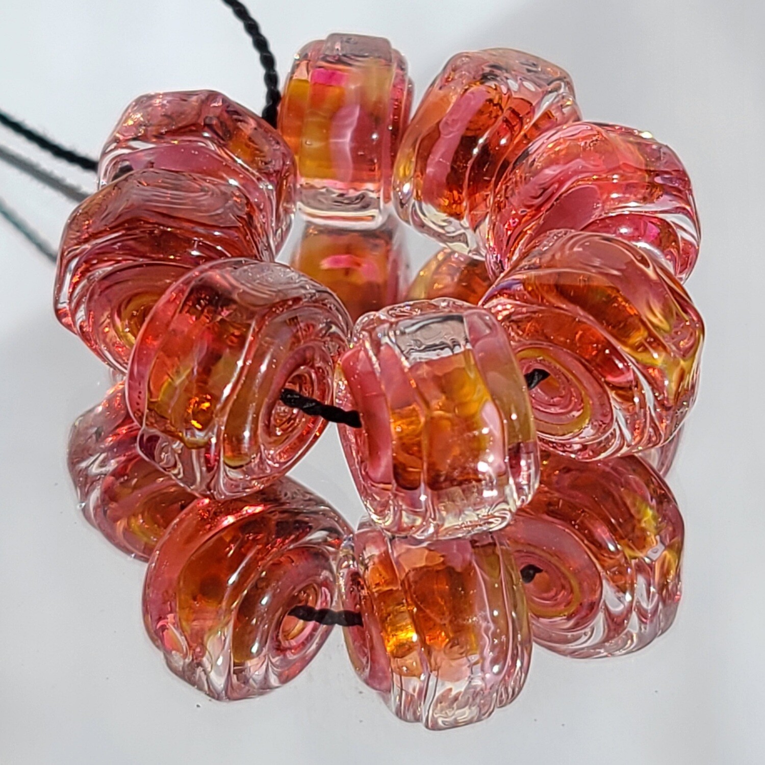 Pink Caramel Handmade Lampwork Beads