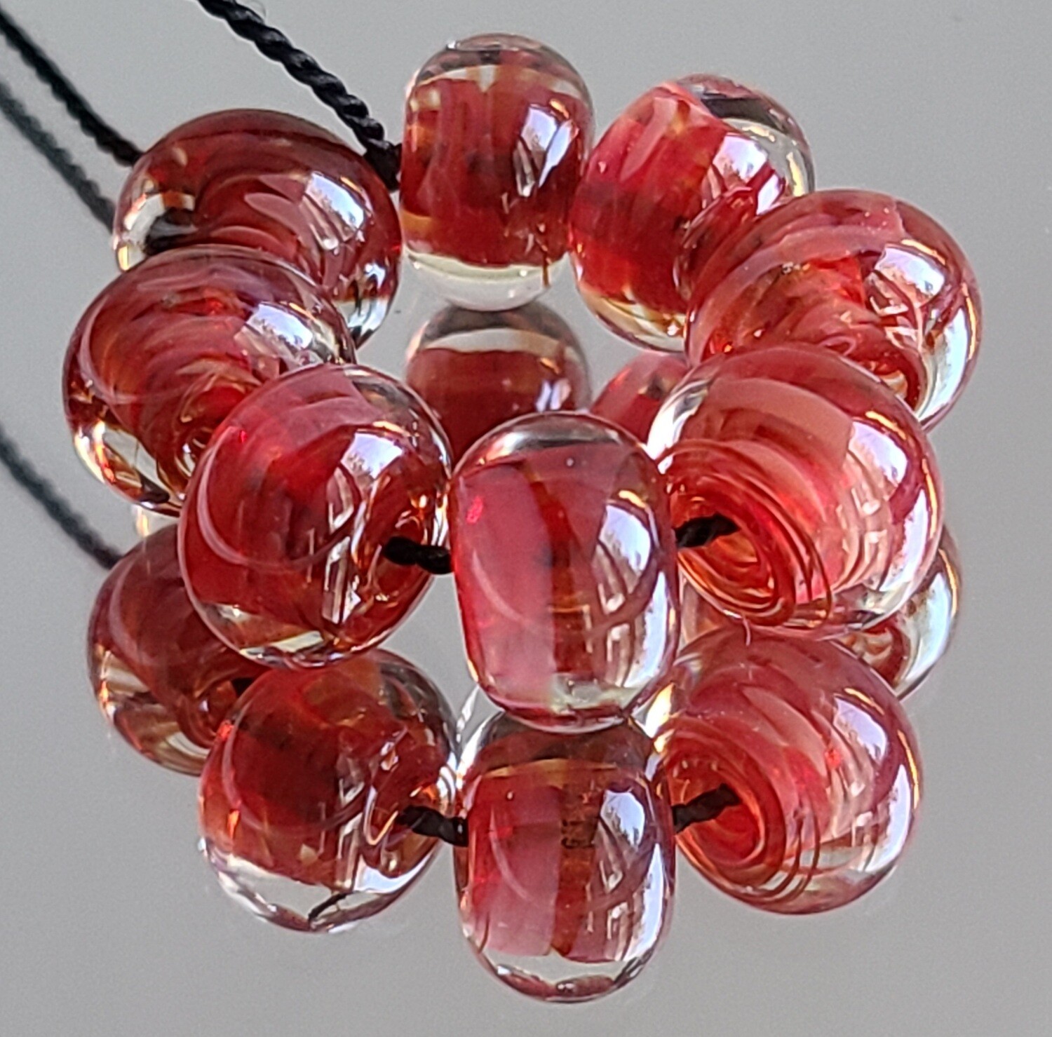 Apple Red Handmade Lampwork Beads