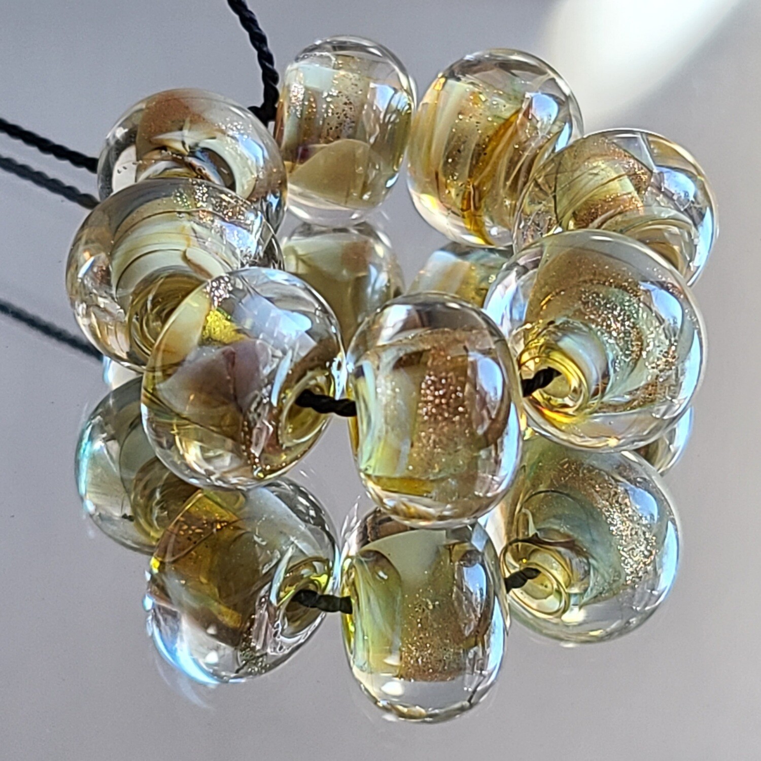 Sparkling Champagne Handmade Lampwork Beads