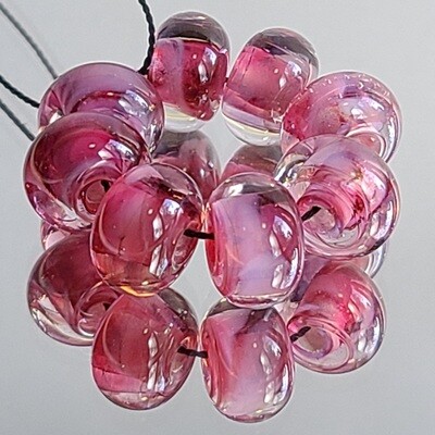Peoney Pink Handmade Lampwork Beads