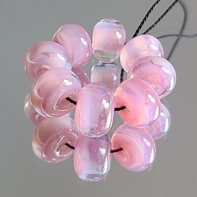 Pink Joyed Handmade Lampwork Beads