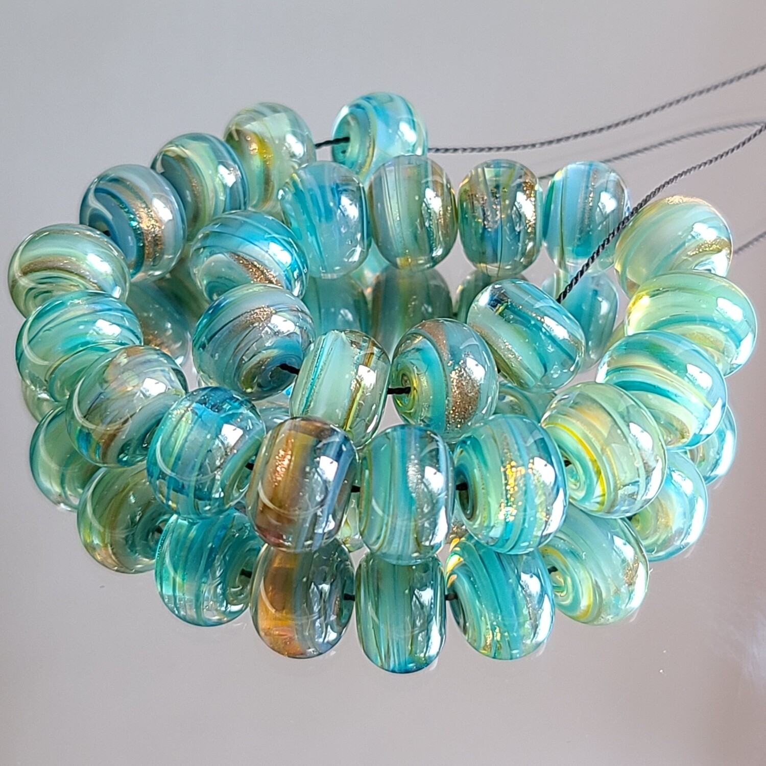 Arctic Gold Handmade Lampwork Beads