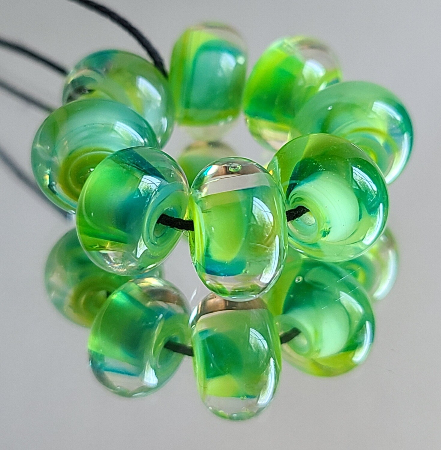 Kiwi Squeeze Handmade Lampwork Beads