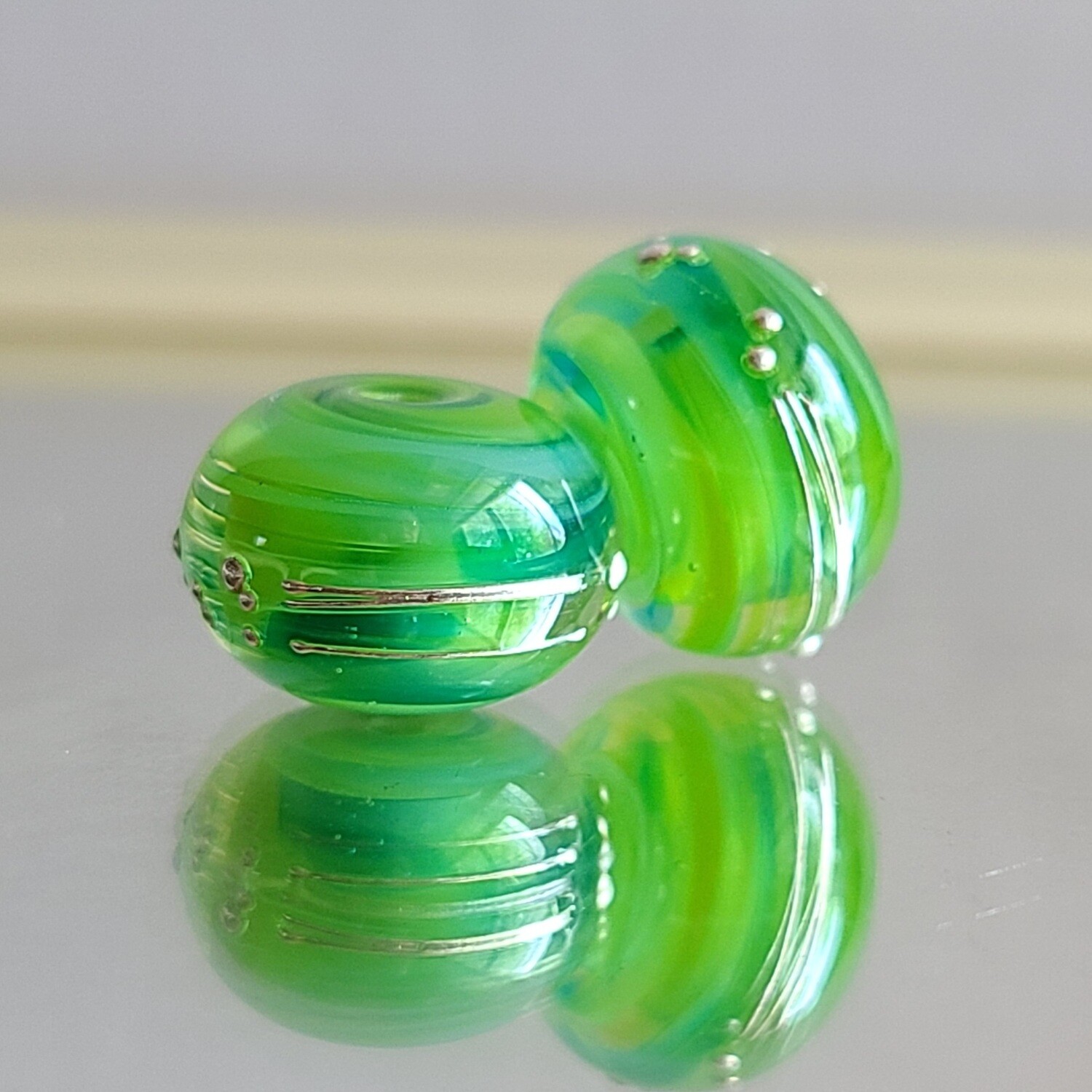 Kiwi Squeeze Pair Handmade Lampwork Beads