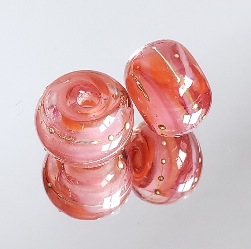 Apricot Nectar Pair Handmade Lampwork Beads Top