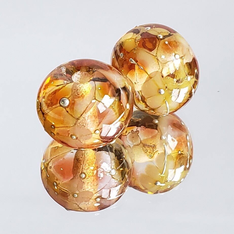 Georgia Peach Pair Handmade Lampwork Beads