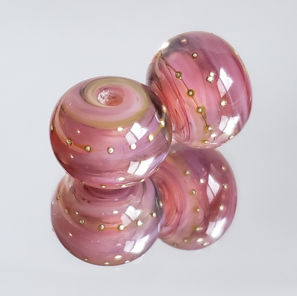 Cherry Blossom Pair Handmade Lampwork Beads