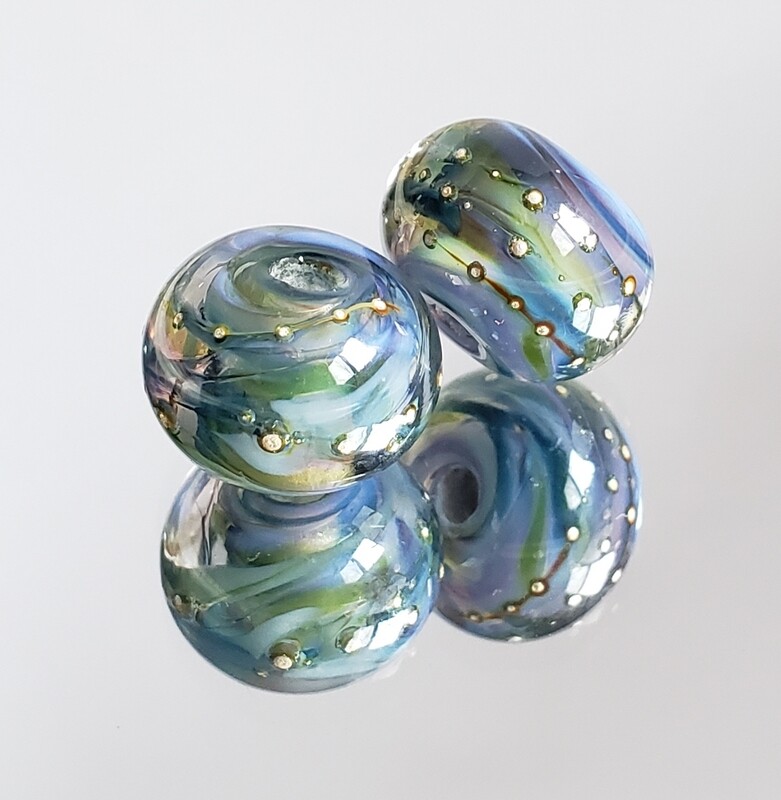Hydrangea Pair Handmade Lampwork Beads