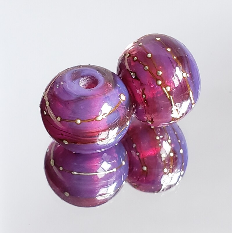 Royal Violet Pair Handmade Lampwork Beads