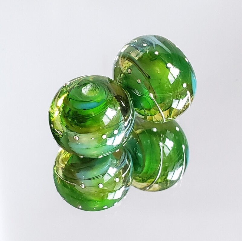 Lily Pad Pair Handmade Lampwork Beads