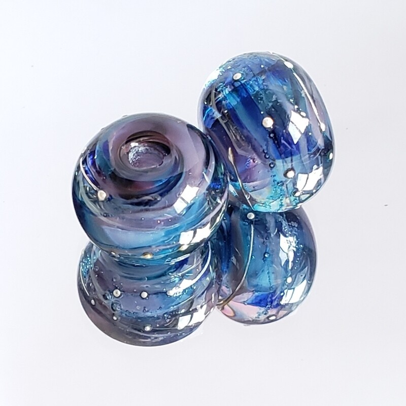 Tye-Dyed Pair Handmade Lampwork Beads