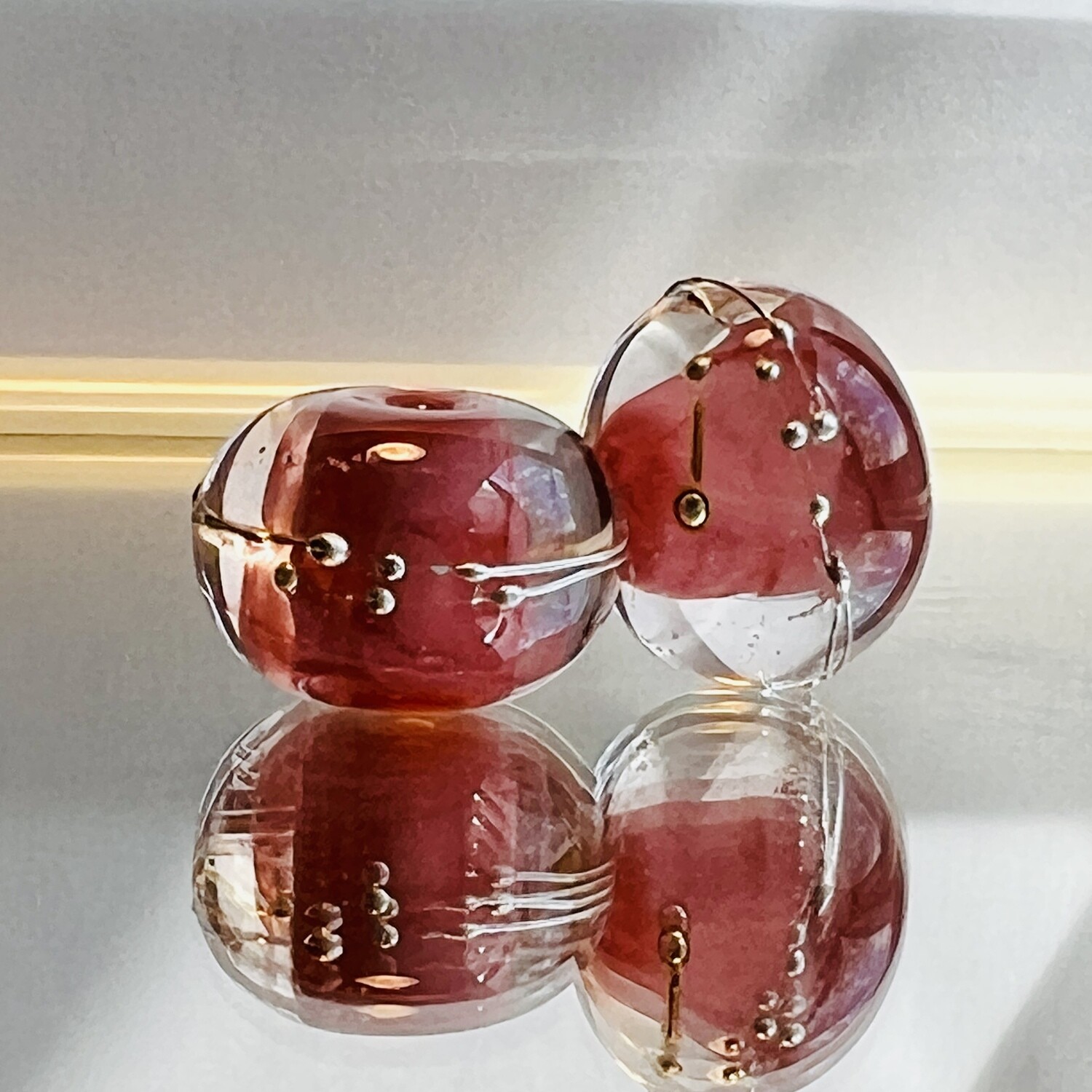 Raspberry Handmade Lampwork Beads
