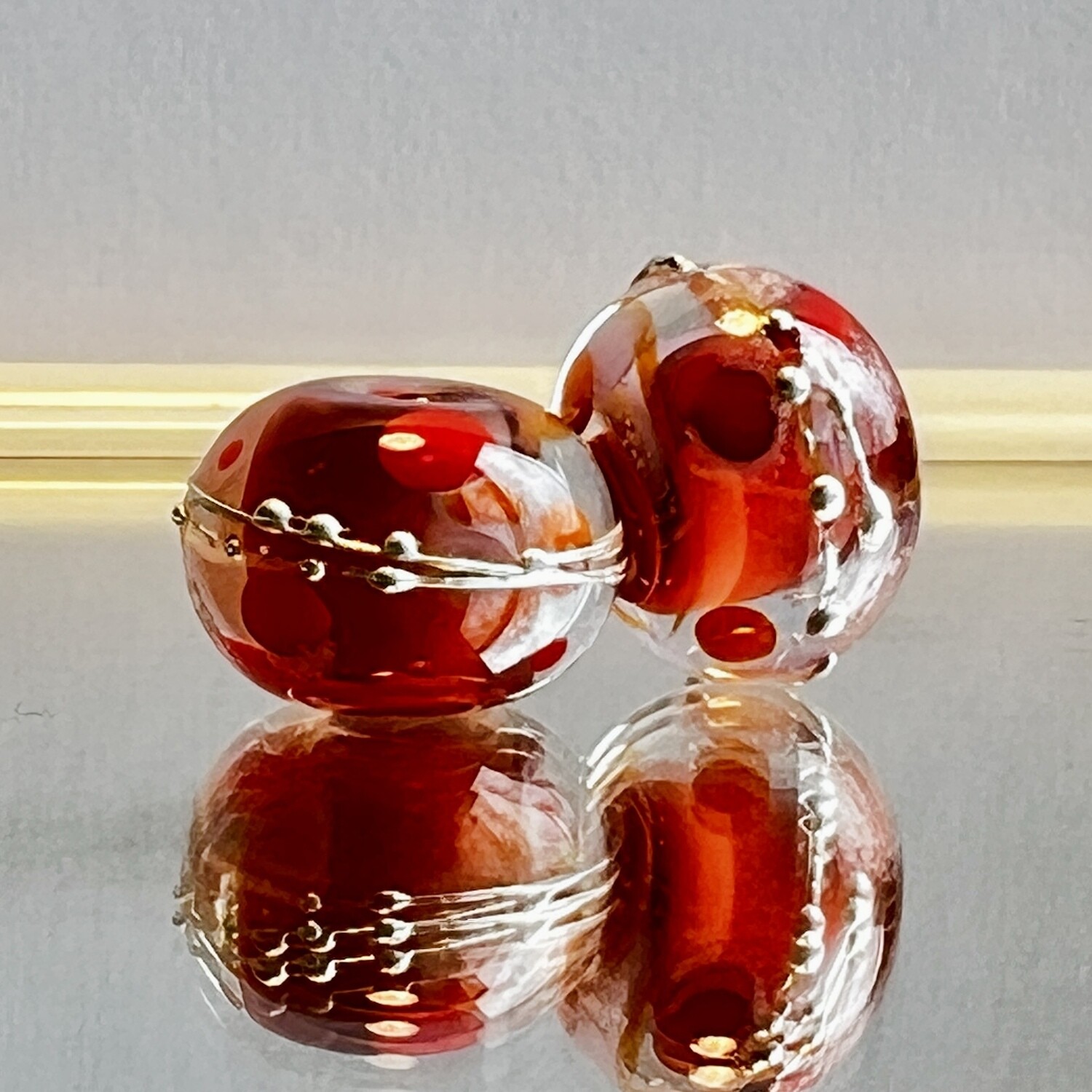 Straw Fire Handmade Lampwork Beads