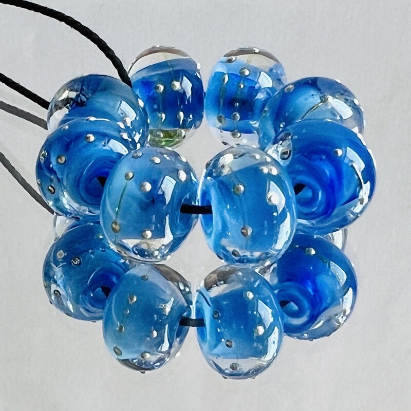 Winter Blues Handmade Lampwork Glass Beads